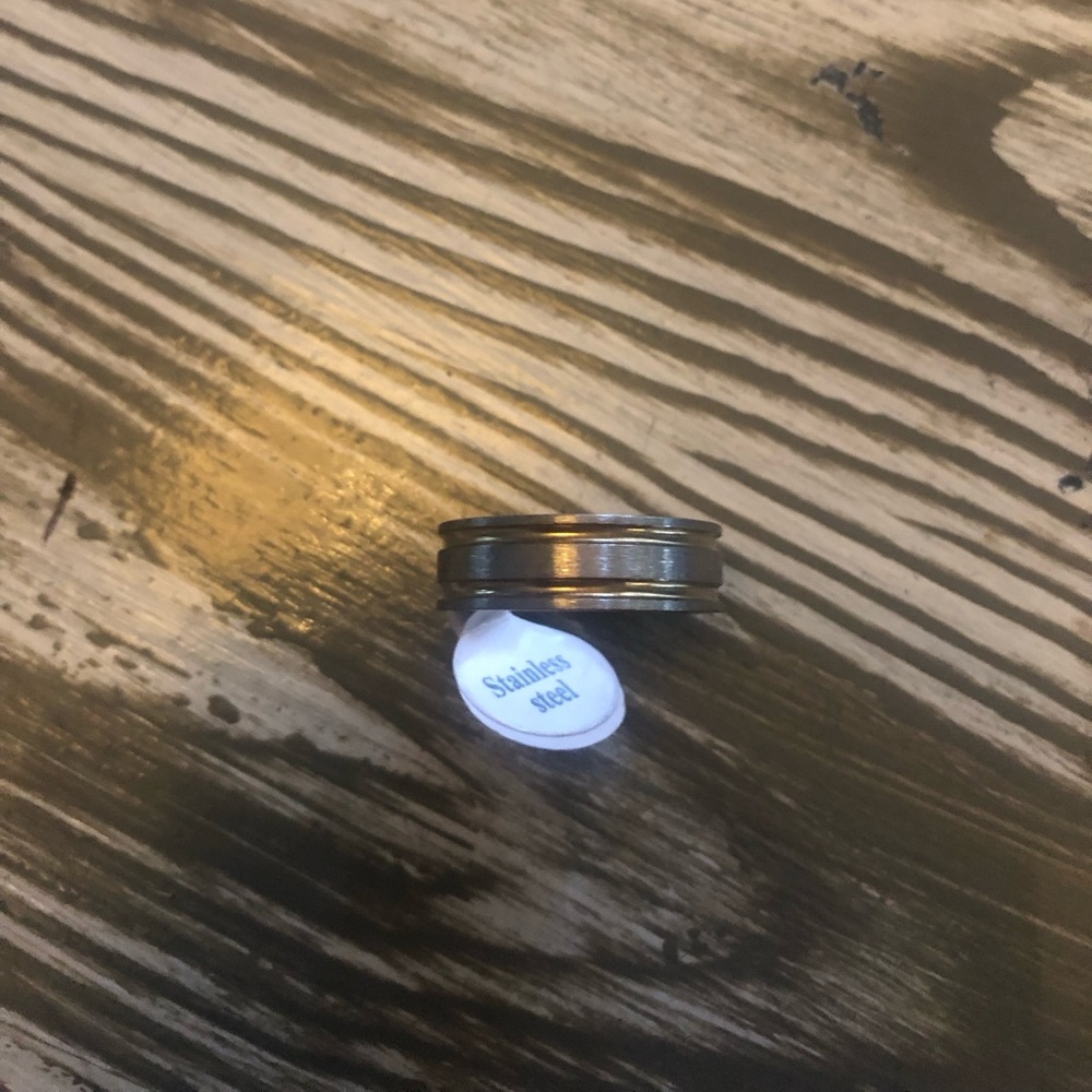 silver and gold handmade stainless steel ring